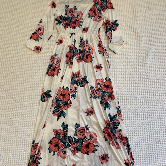 Floral Long Sleeve Maxi Dress Size L - Picture 2 of 2